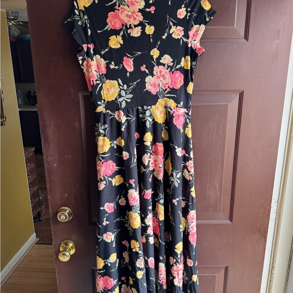 Chaps Short Sleeve Maxi Floral Dress Size Medium - Picture 2 of 6
